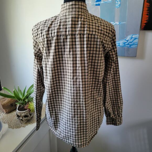 Vintage Ralph Lauren Plaid Button Front Shirt Brown Green Medium, Womens - Picture 2 of 11